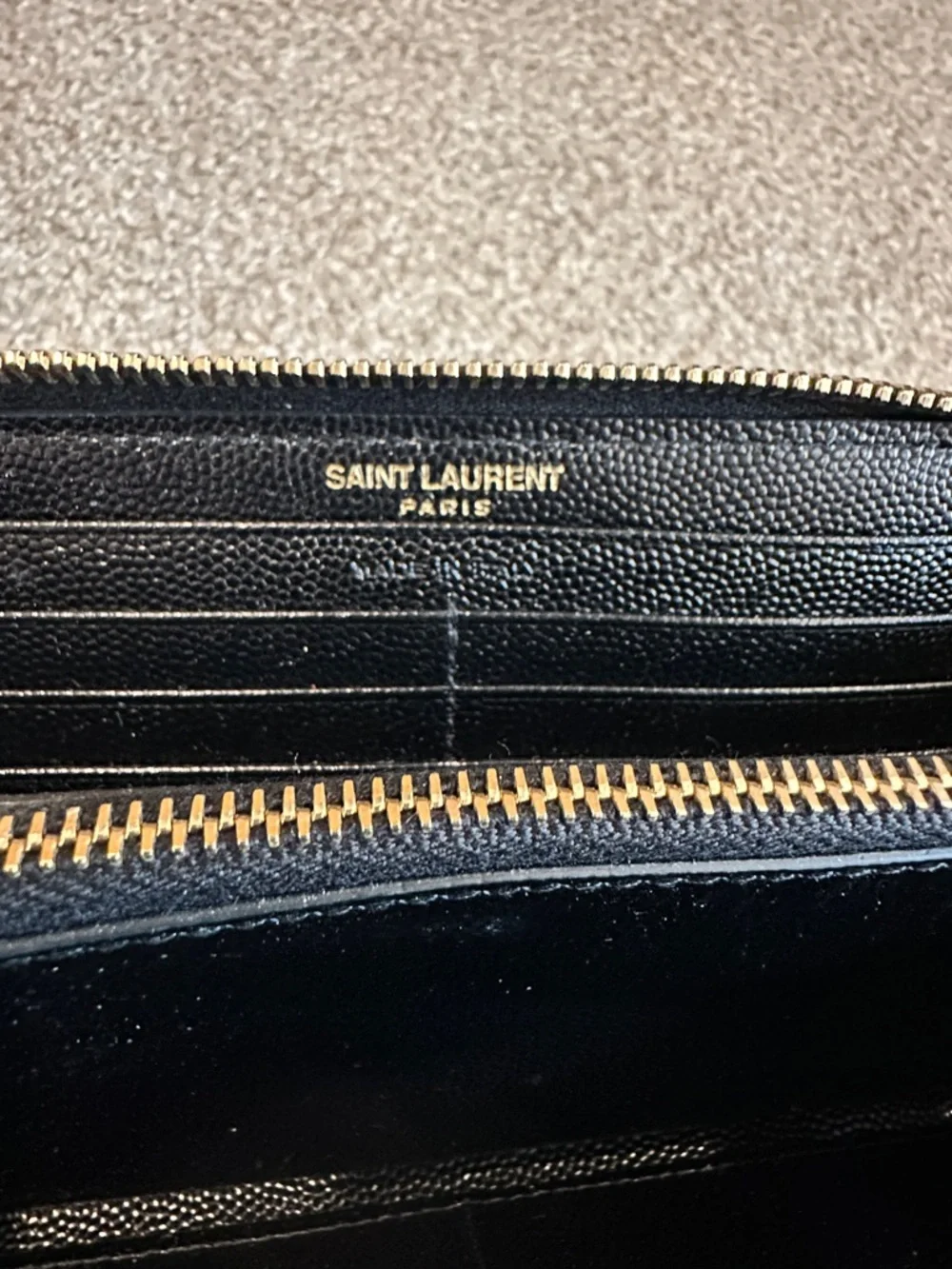 Saint Laurent Black Monogram Quilted Zip Wallet with Gold YSL - Picture 10 of 14